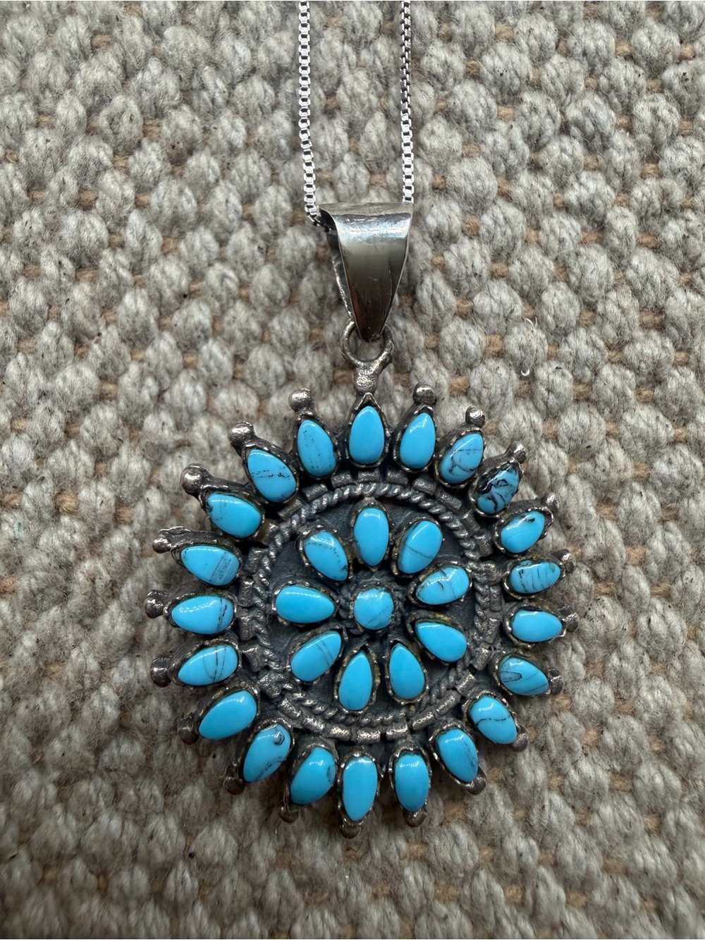 Sleeping beauty Large statement pendant necklace
